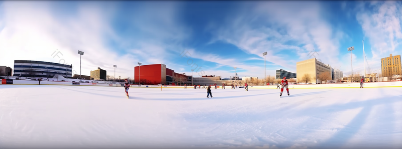 广角拍摄户外滑雪雪场运动蓝天下,高清,摄影图,摄影图片,图片大全,摄影图免费下载